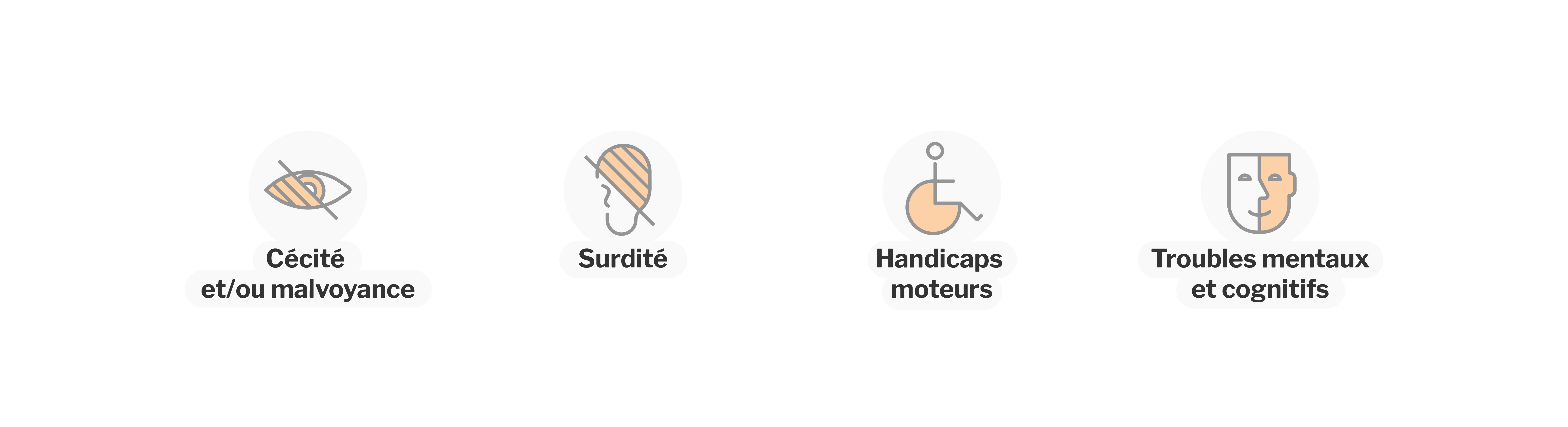Pictogrammes représentant différents types de handicaps
