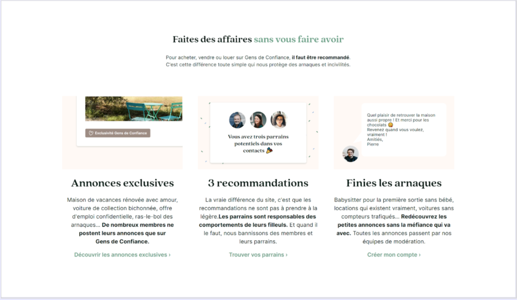 Capture d'écran du site Gens de confiance