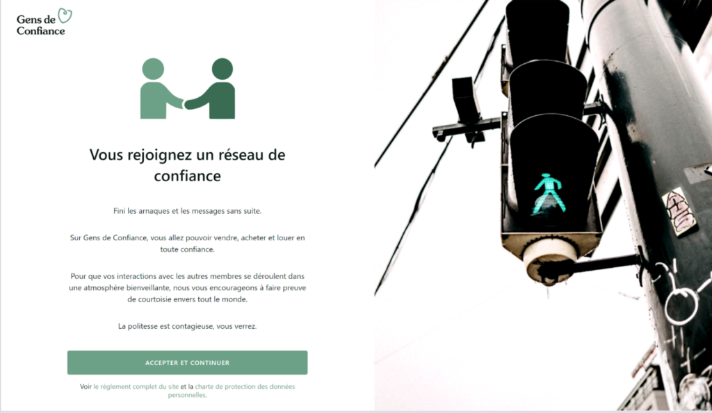 Capture d'écran du site Gens de confiance