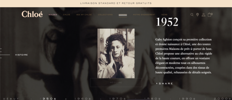 Page histoire du site Chloé