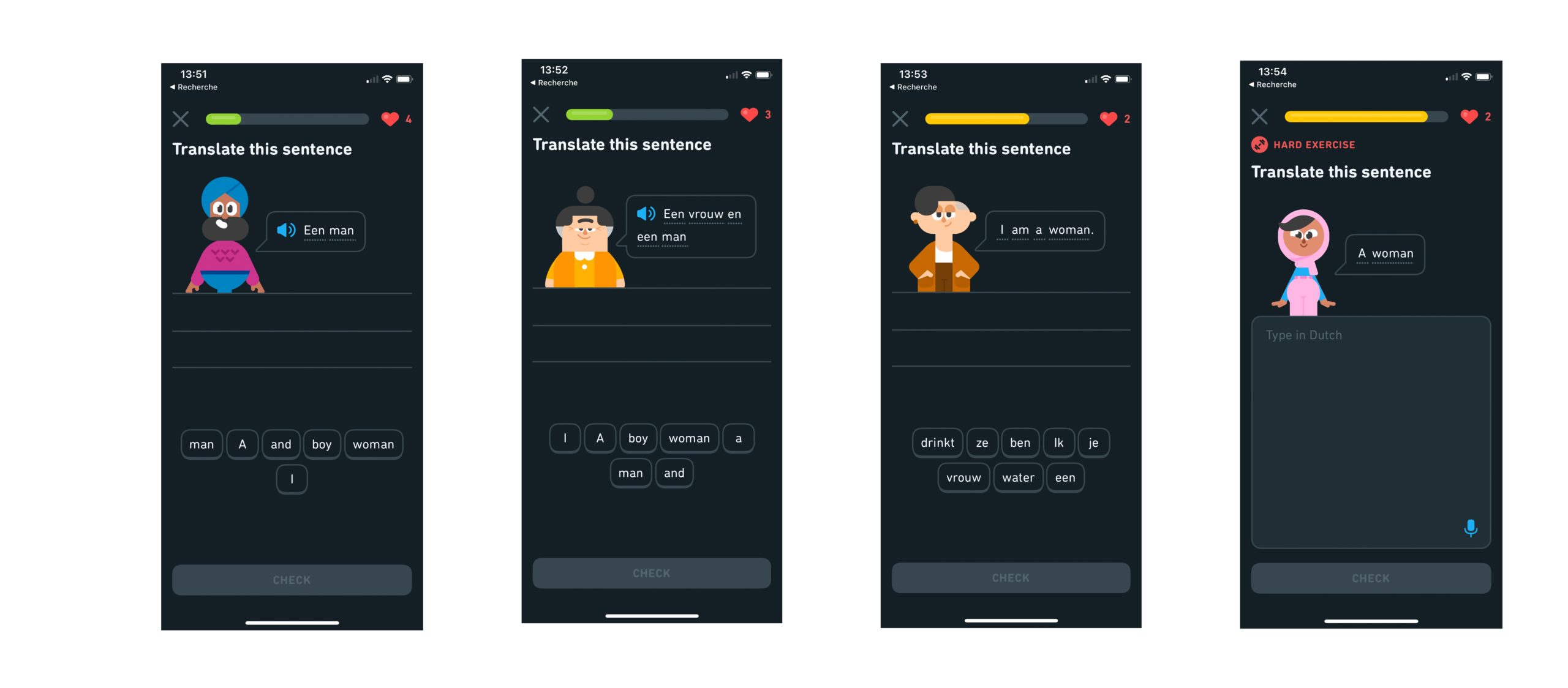 L'application Duolingo propose différents personnages