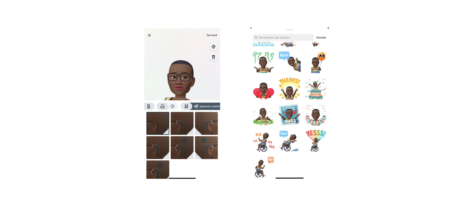 Options de personnalisation de l’avatar proposé par Instagram.