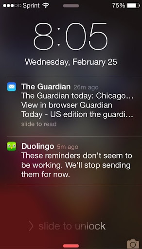 Notification application Duolingo