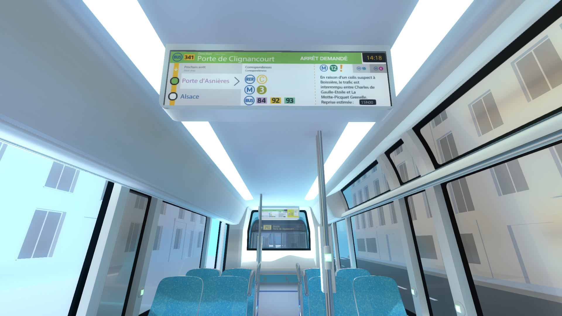 visite virtuelle en 3D du bus RATP ( Signalétique)