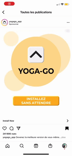 Post sponsorisé appli yoga